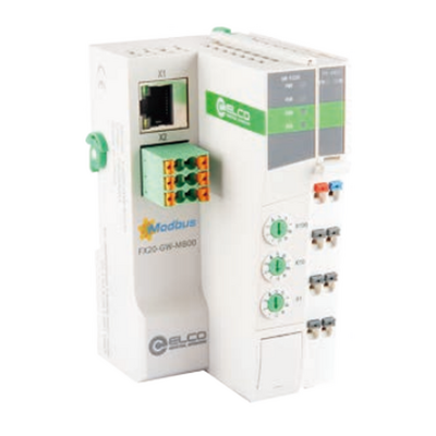 FX20-GW-MB00 ELCO IP20 MODULAR I/O SYSTEM, FX20-GATEWAY MODULE, MODBUSTCP/RTU, 1XRJ45+1X6PIN TERMS, MAX. 32 CASCADABLE, DIN 35 MM RAIL INSTAL, CURRENT PROTECTION